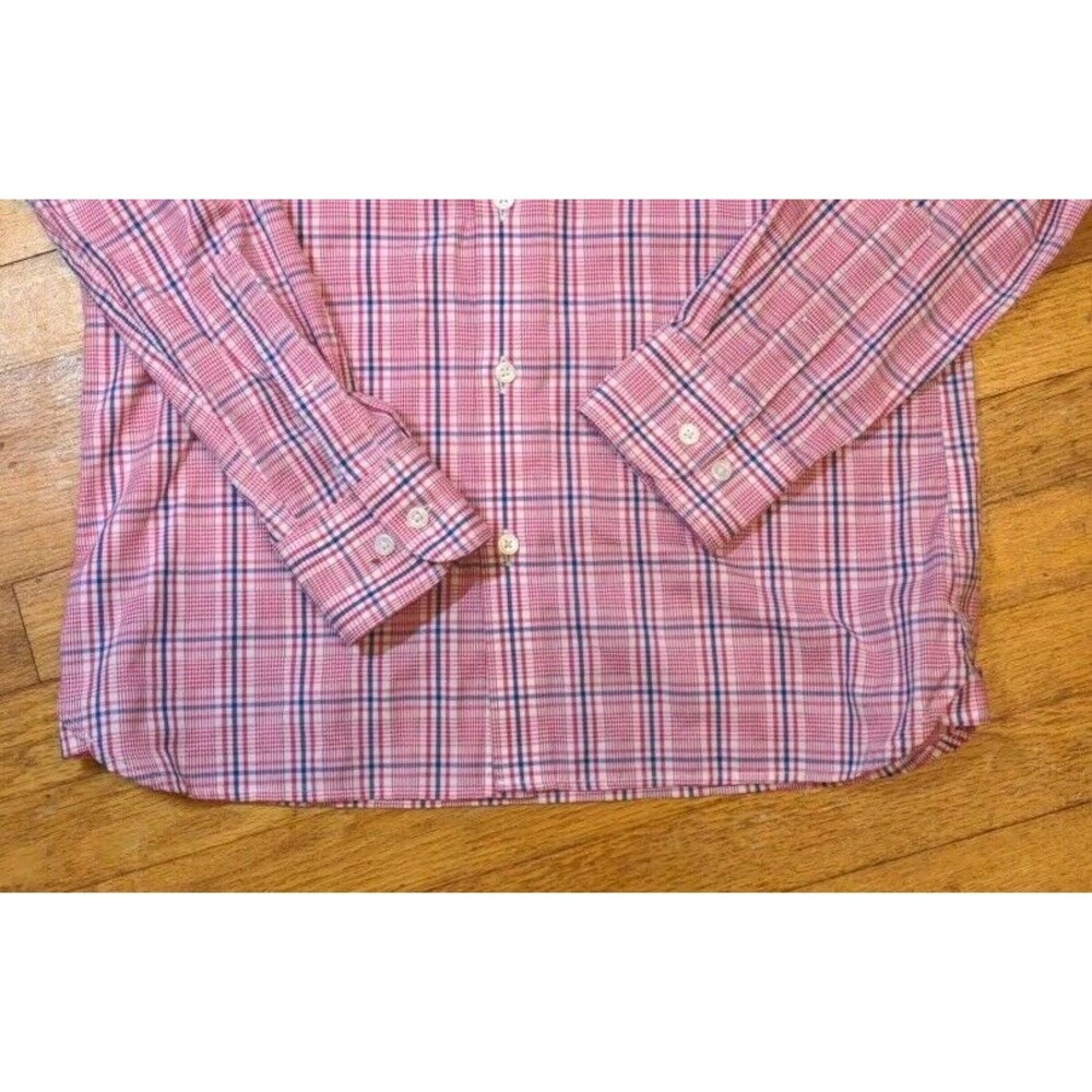Nice Fairlane Men's Long Sleeved Button up Shirt Non-Iron Slim Fit Pink Plaid M - Picture 3 of 7